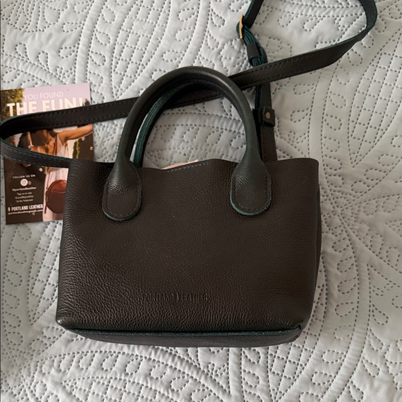 Portland Leather Raindrop  Boreal  Mini Satchel
9” wide 7” tall - Picture 2 of 5